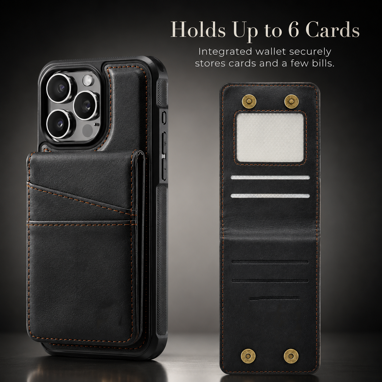 Premium iPhone Case 2-in-1 Magnetic Detachable Wallet Flip Cover Card Holder Cash Pocket Wrist Strap Shockproof Full Protection Slim Design