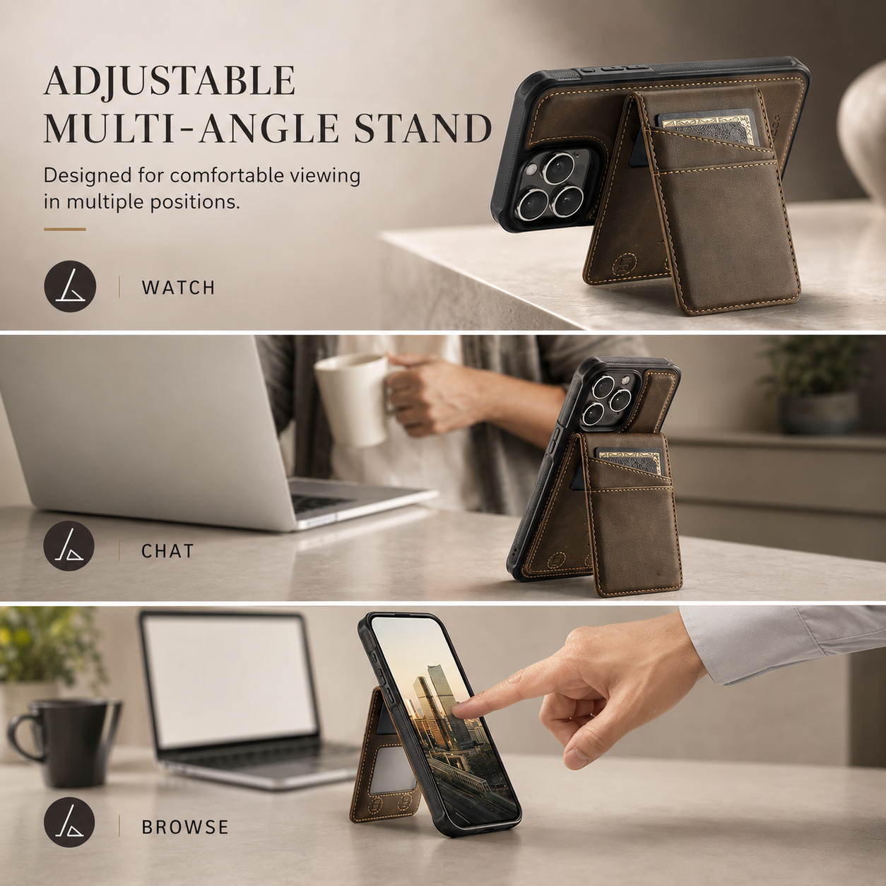 Premium iPhone Case 2-in-1 Magnetic Detachable Wallet Flip Cover Card Holder Cash Pocket Wrist Strap Shockproof Full Protection Slim Design