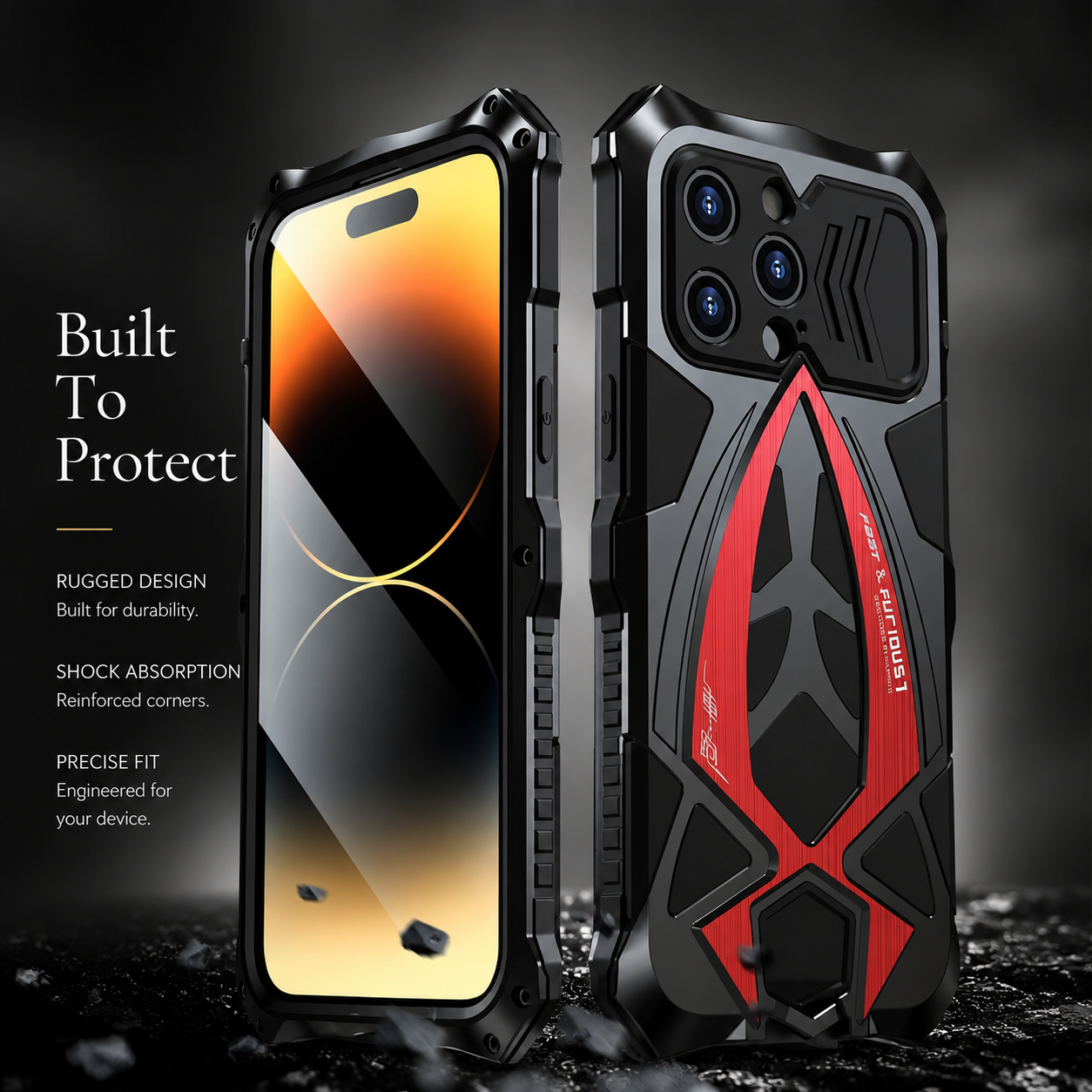 Premium iPhone Case 360° Full Coverage Metal Armor, Heavy-Duty Protective Bumper Frame with Shockproof Design, Secure Grip and Camera Protection