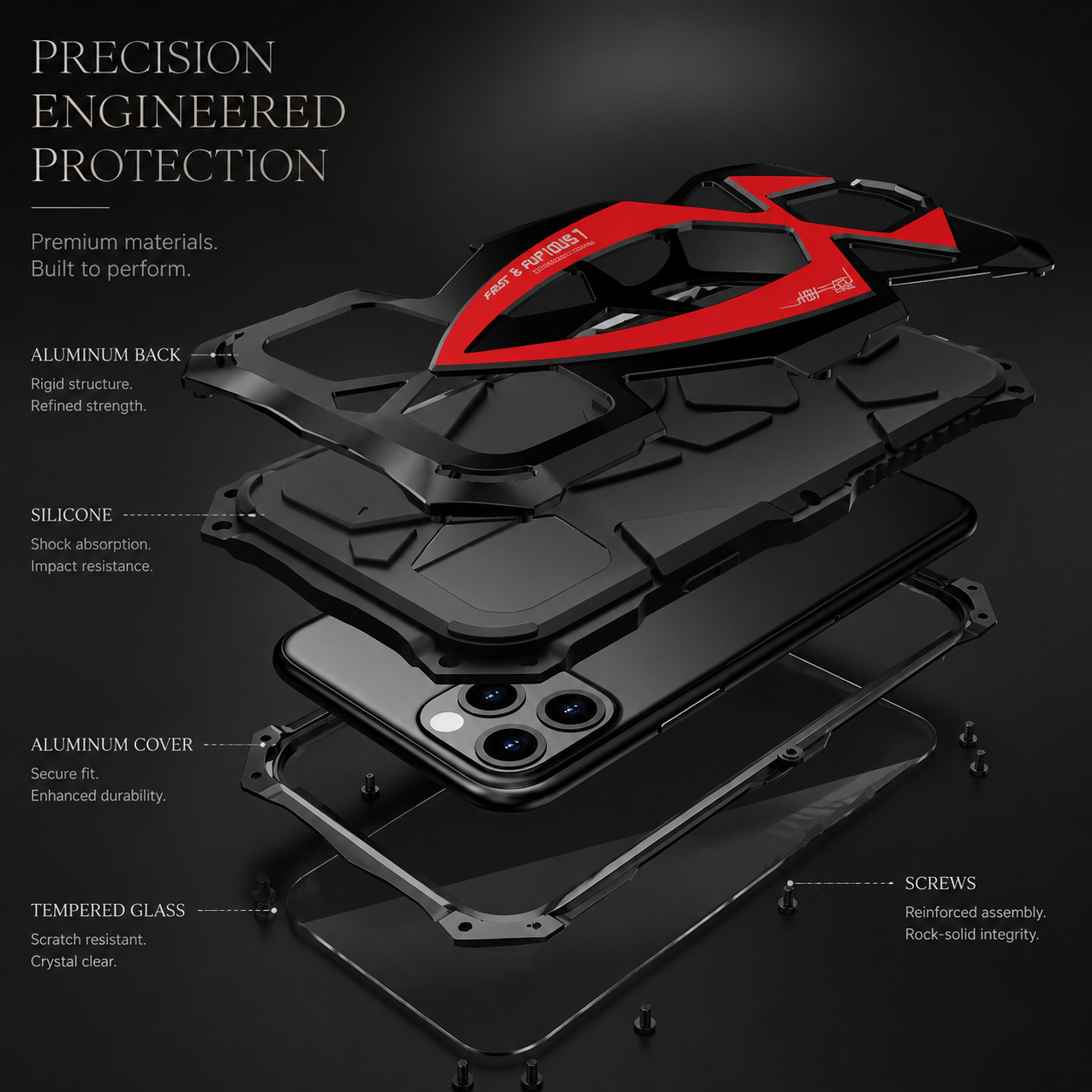 Premium iPhone Case 360° Full Coverage Metal Armor, Heavy-Duty Protective Bumper Frame with Shockproof Design, Secure Grip and Camera Protection