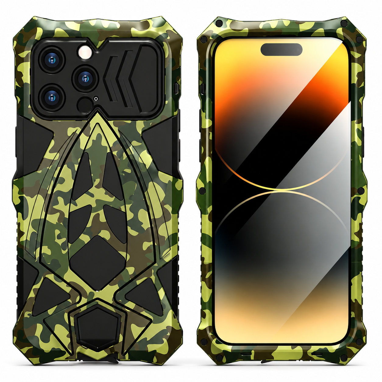 Premium iPhone Case 360° Full Coverage Metal Armor, Heavy-Duty Protective Bumper Frame with Shockproof Design, Secure Grip and Camera Protection