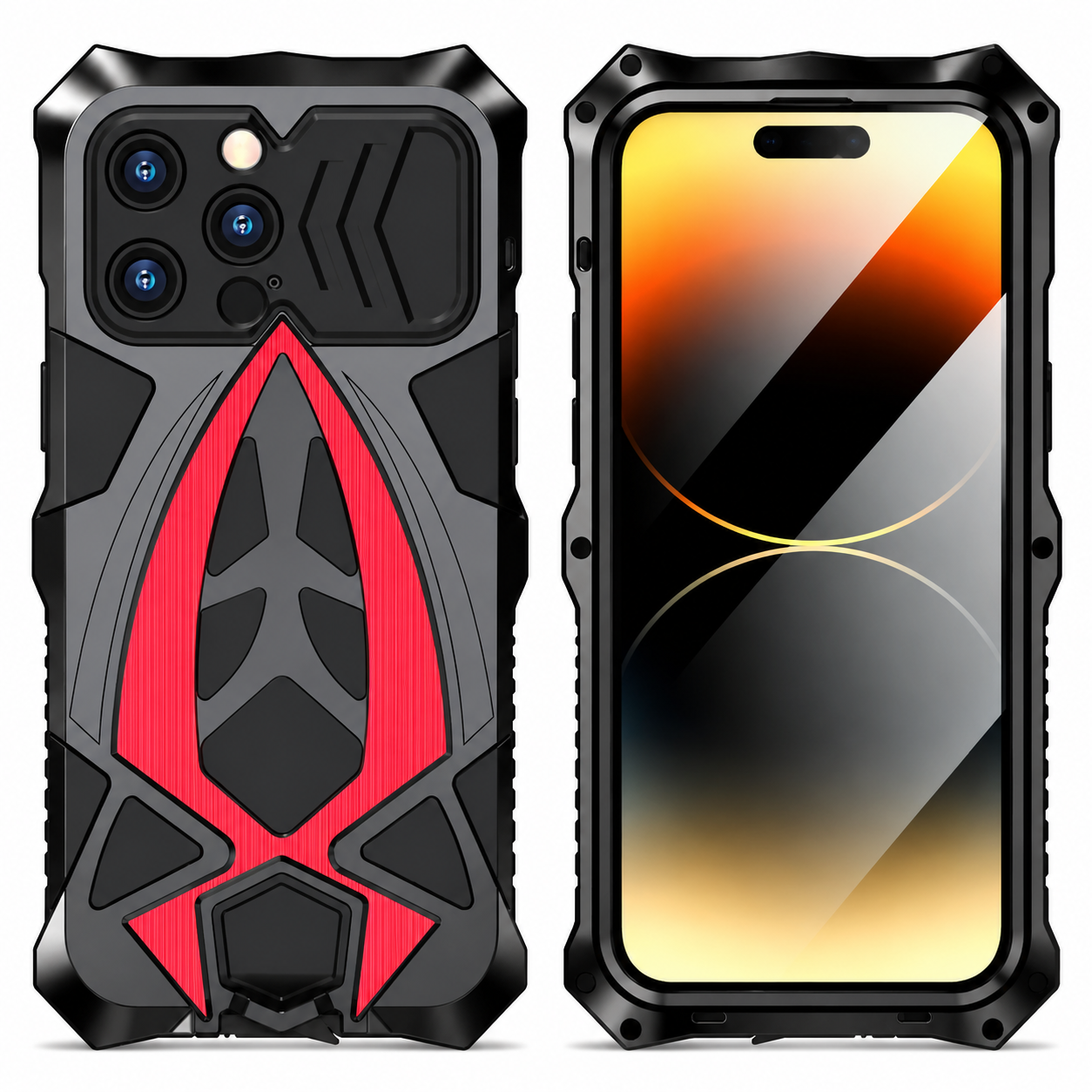 Premium iPhone Case 360° Full Coverage Metal Armor, Heavy-Duty Protective Bumper Frame with Shockproof Design, Secure Grip and Camera Protection