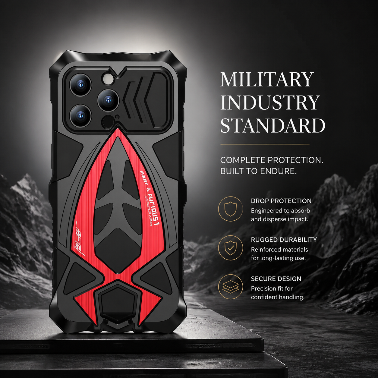 Premium iPhone Case 360° Full Coverage Metal Armor, Heavy-Duty Protective Bumper Frame with Shockproof Design, Secure Grip and Camera Protection