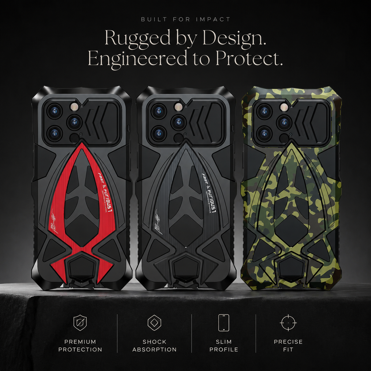 Premium iPhone Case 360° Full Coverage Metal Armor, Heavy-Duty Protective Bumper Frame with Shockproof Design, Secure Grip and Camera Protection