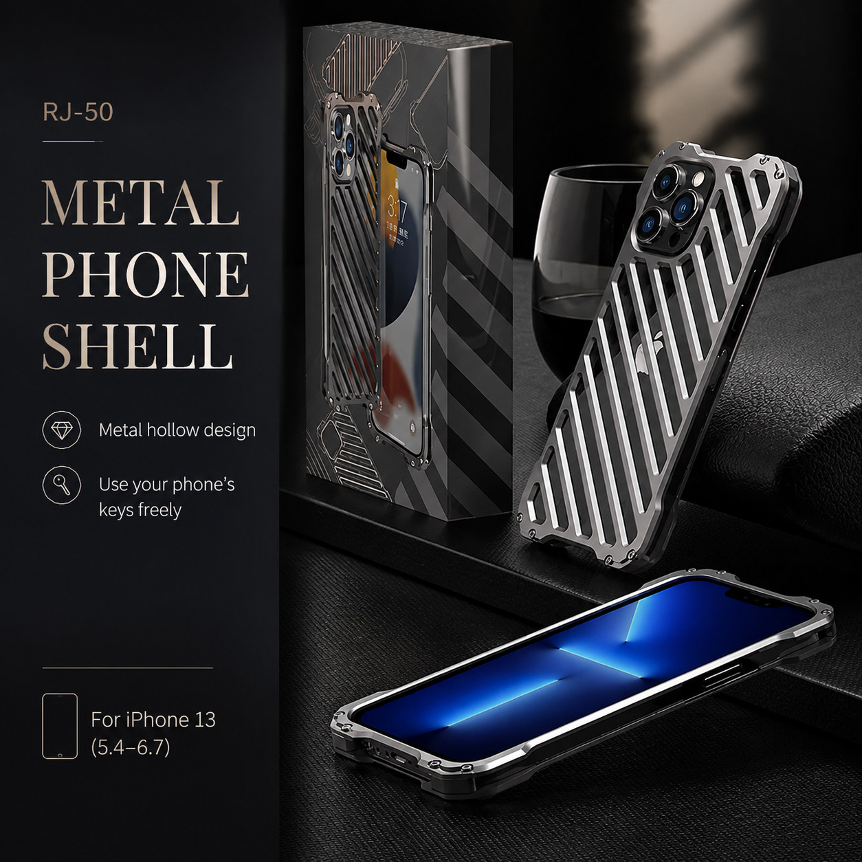 Premium iPhone Case Aluminum Alloy Armor Cover CNC Metal Design Shockproof Dual Layer Protection Anti Fingerprint Matte Finish Non Slip Slim Frame