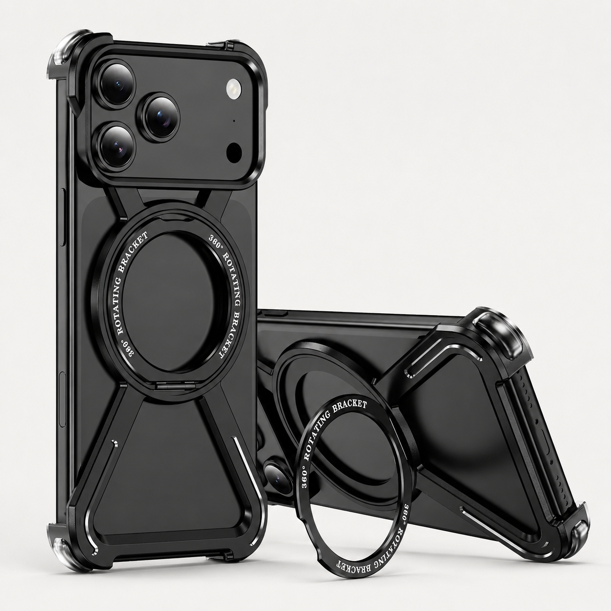 Premium iPhone Case Aluminum Alloy Bumper Design with Camera Lens Protection, Airbag Corner Structure, Magnetic Kickstand, Non Slip Shock Resistant Fit