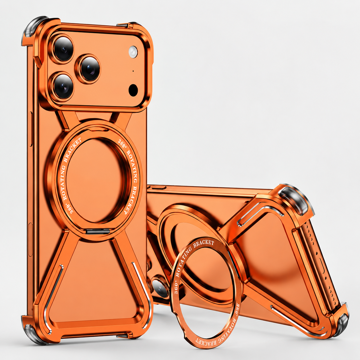Premium iPhone Case Aluminum Alloy Bumper Design with Camera Lens Protection, Airbag Corner Structure, Magnetic Kickstand, Non Slip Shock Resistant Fit