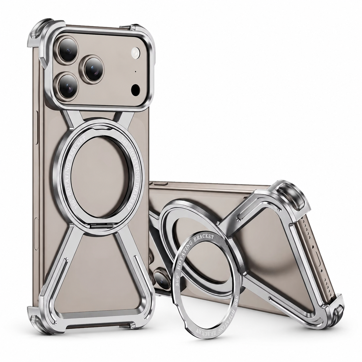 Premium iPhone Case Aluminum Alloy Bumper Design with Camera Lens Protection, Airbag Corner Structure, Magnetic Kickstand, Non Slip Shock Resistant Fit