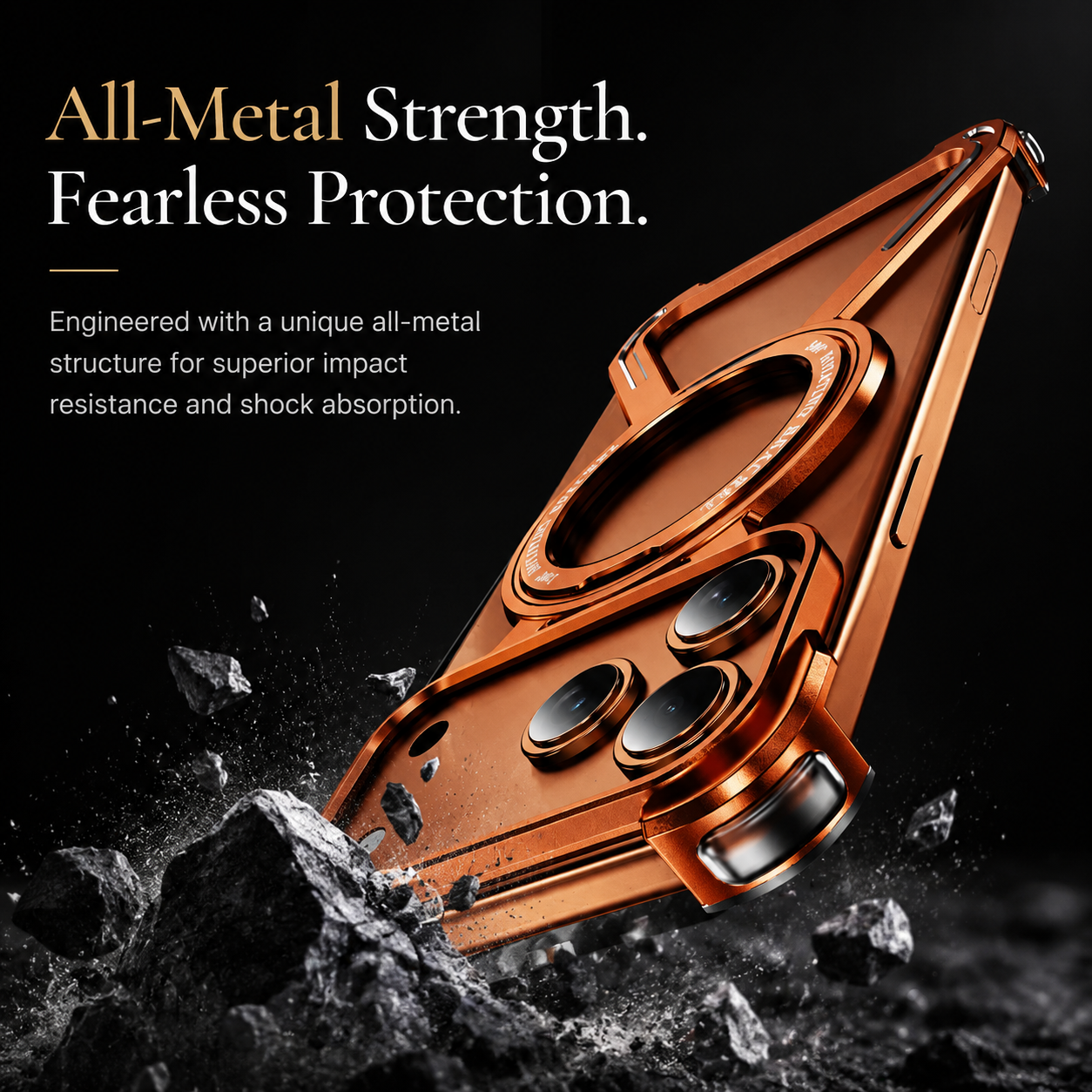 Premium iPhone Case Aluminum Alloy Bumper Design with Camera Lens Protection, Airbag Corner Structure, Magnetic Kickstand, Non Slip Shock Resistant Fit