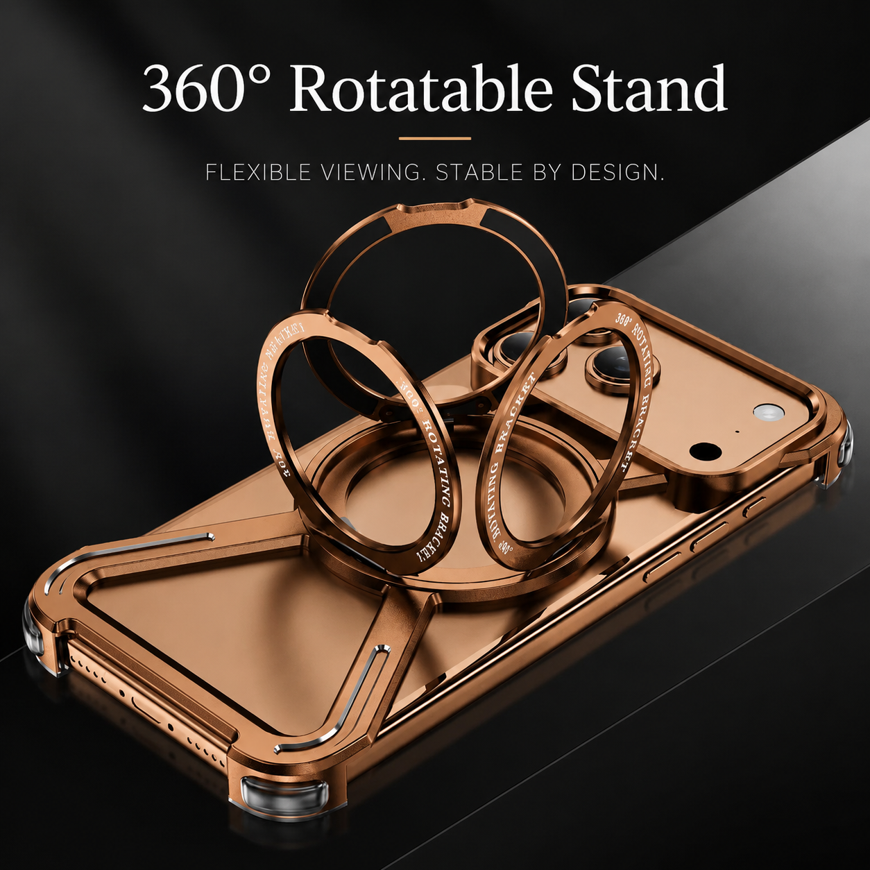 Premium iPhone Case Aluminum Alloy Bumper Design with Camera Lens Protection, Airbag Corner Structure, Magnetic Kickstand, Non Slip Shock Resistant Fit