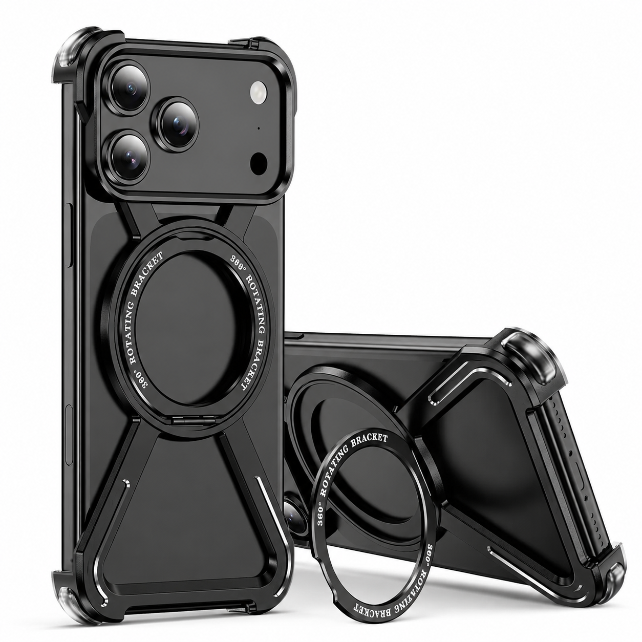 Premium iPhone Case Aluminum Alloy Bumper Design with Camera Lens Protection, Airbag Corner Structure, Magnetic Kickstand, Non Slip Shock Resistant Fit