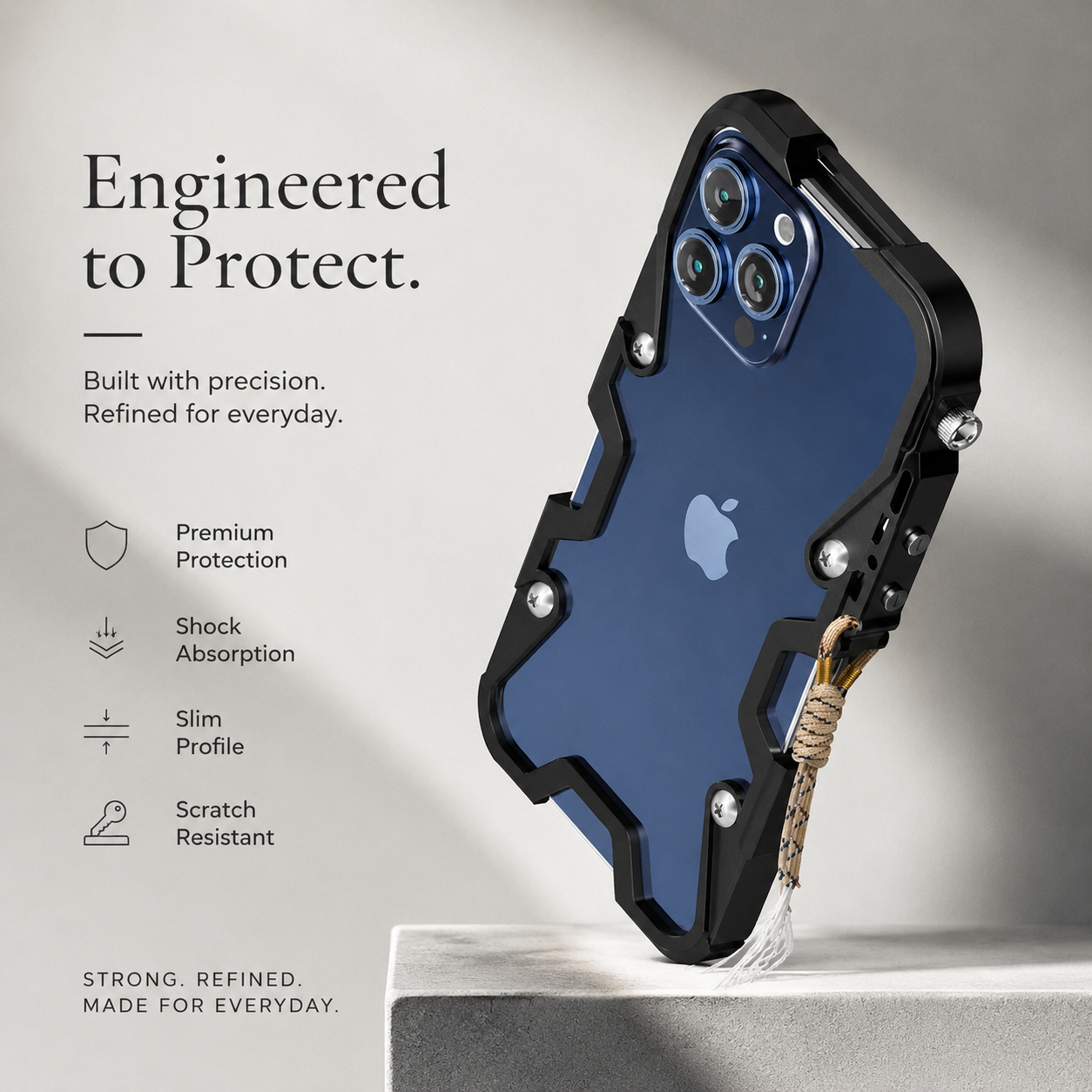 Premium iPhone Case Aluminum Alloy Bumper Frame Shockproof Metal Cover MagSafe Compatible Non Slip Grip Lightweight Durable Protective Case Anti Scratch Design