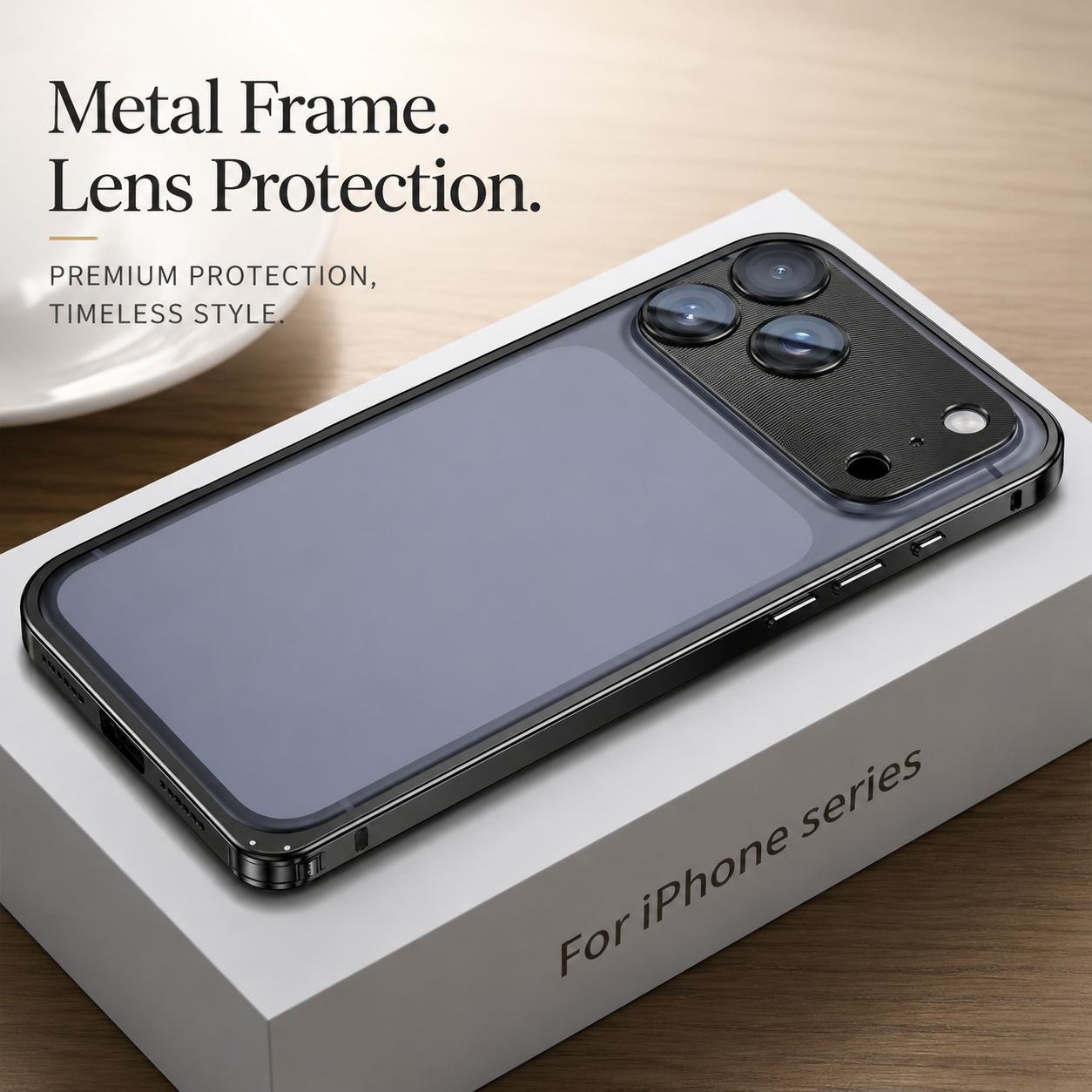 Premium iPhone Case Aluminum Alloy Frame with Camera Lens Protection, Heat Dissipation Design, Shock Resistant Metal Construction, Everyday Protection