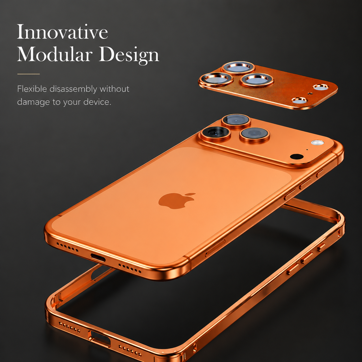 Premium iPhone Case Aluminum Alloy Frame with Camera Lens Protection, Heat Dissipation Design, Shock Resistant Metal Construction, Everyday Protection