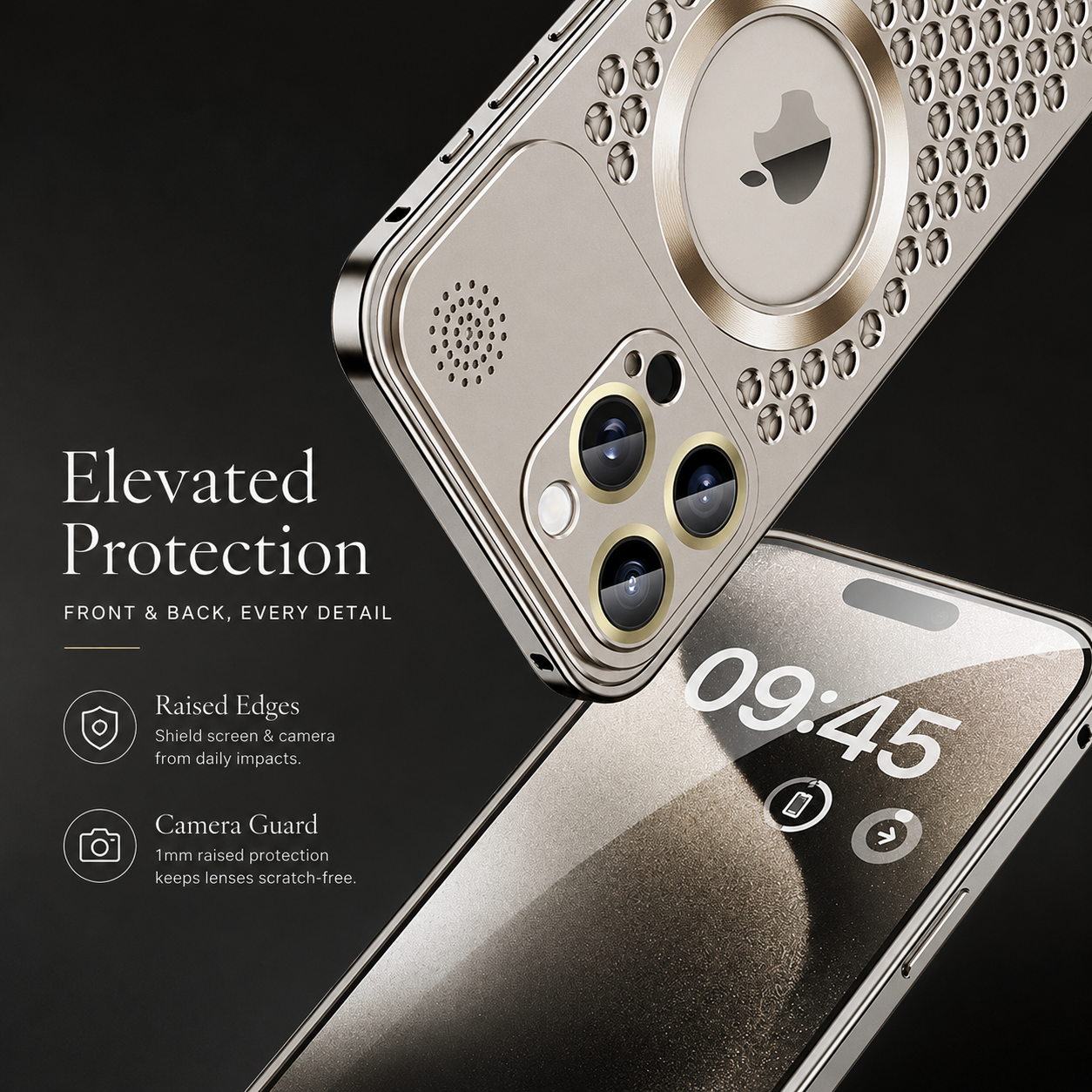Premium iPhone Case Aluminum Alloy Magnetic Cover Heat Dissipation Frame Camera Lens Protection Anti Fall Design Secure Grip Lightweight Construction