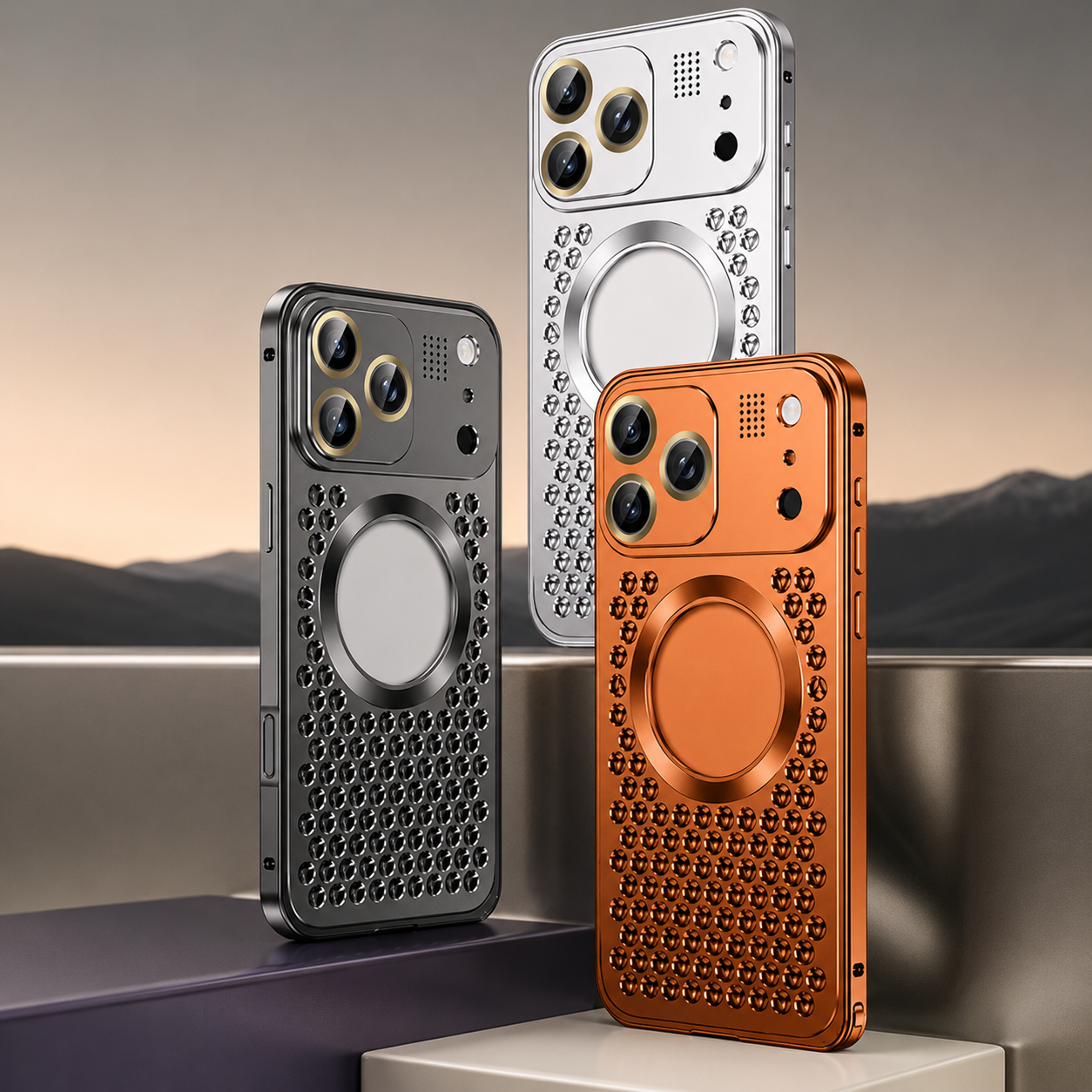 Premium iPhone Case Aluminum Alloy Magnetic Cover Heat Dissipation Frame Camera Lens Protection Anti Fall Design Secure Grip Lightweight Construction