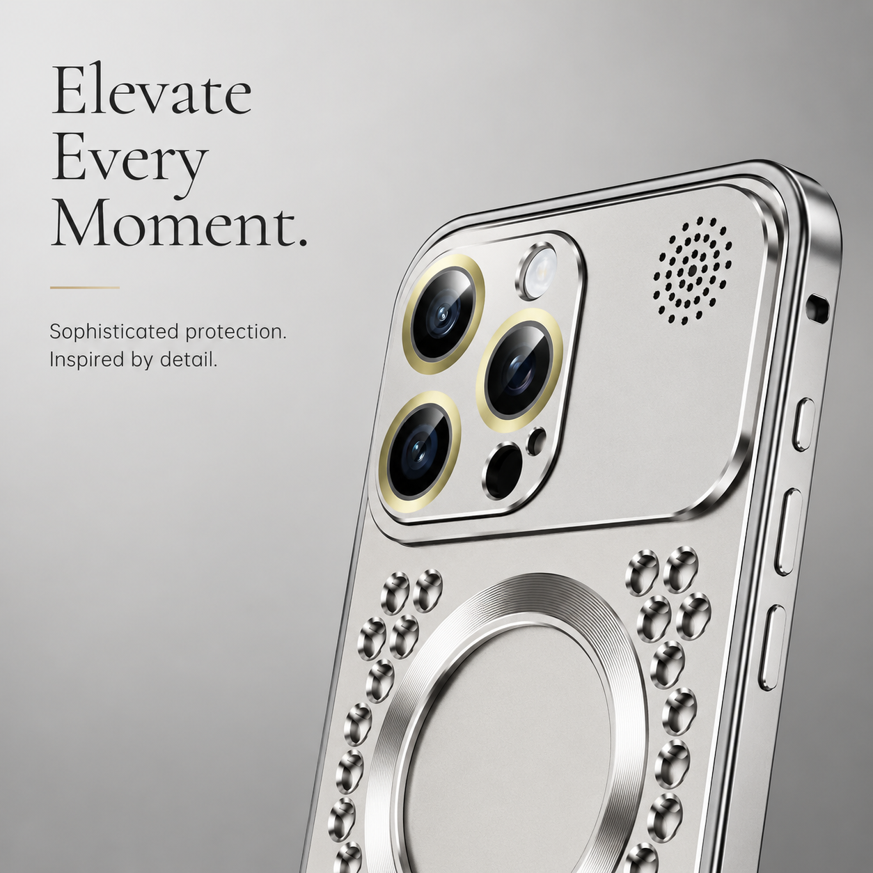 Premium iPhone Case Aluminum Alloy Magnetic Cover Heat Dissipation Frame Camera Lens Protection Anti Fall Design Secure Grip Lightweight Construction