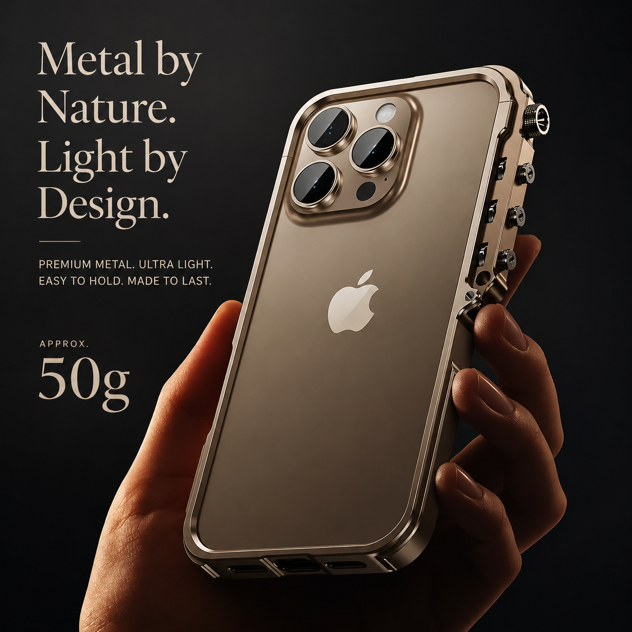 Premium iPhone Case Aluminum Alloy Mecha Bumper with Camera Lens Protection, Shockproof Drop Resistant Design, Lightweight Lanyard Support