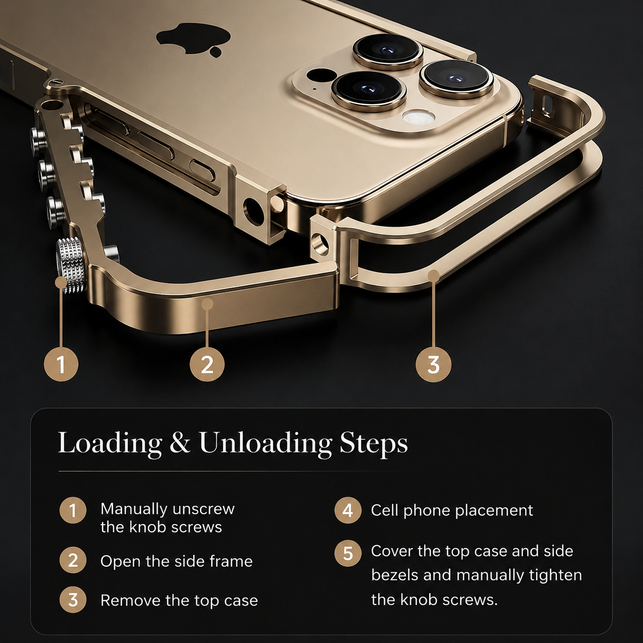 Premium iPhone Case Aluminum Alloy Mecha Bumper with Camera Lens Protection, Shockproof Drop Resistant Design, Lightweight Lanyard Support
