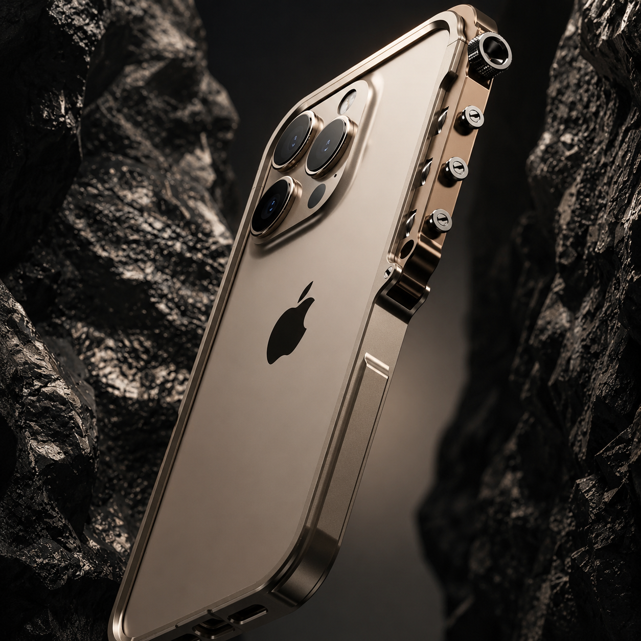 Premium iPhone Case Aluminum Alloy Mecha Bumper with Camera Lens Protection, Shockproof Drop Resistant Design, Lightweight Lanyard Support