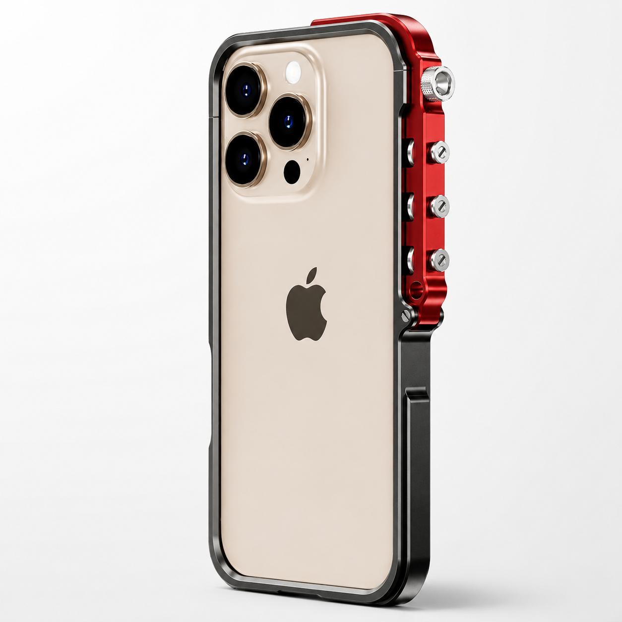 Premium iPhone Case Aluminum Alloy Mecha Bumper with Camera Lens Protection, Shockproof Drop Resistant Design, Lightweight Lanyard Support