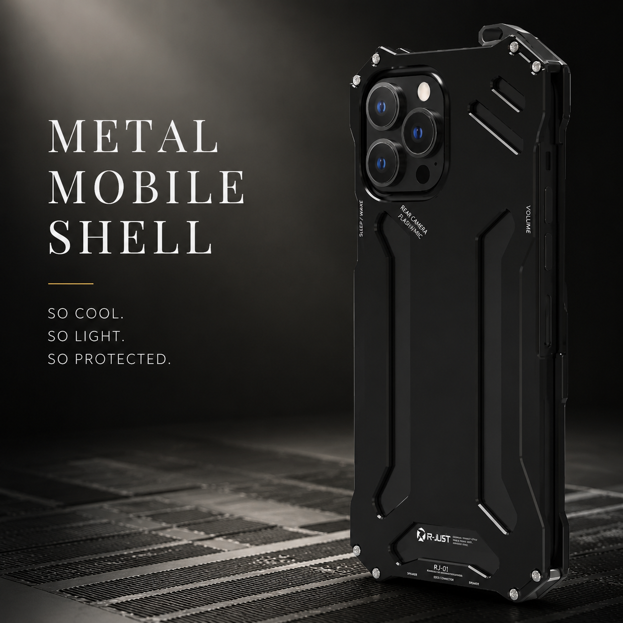 Premium iPhone Case Aluminum Alloy Metal Armor Cover Heat Dissipation Design Shockproof Anti Scratch Non Slip Grip Durable Protective Case Lightweight Design