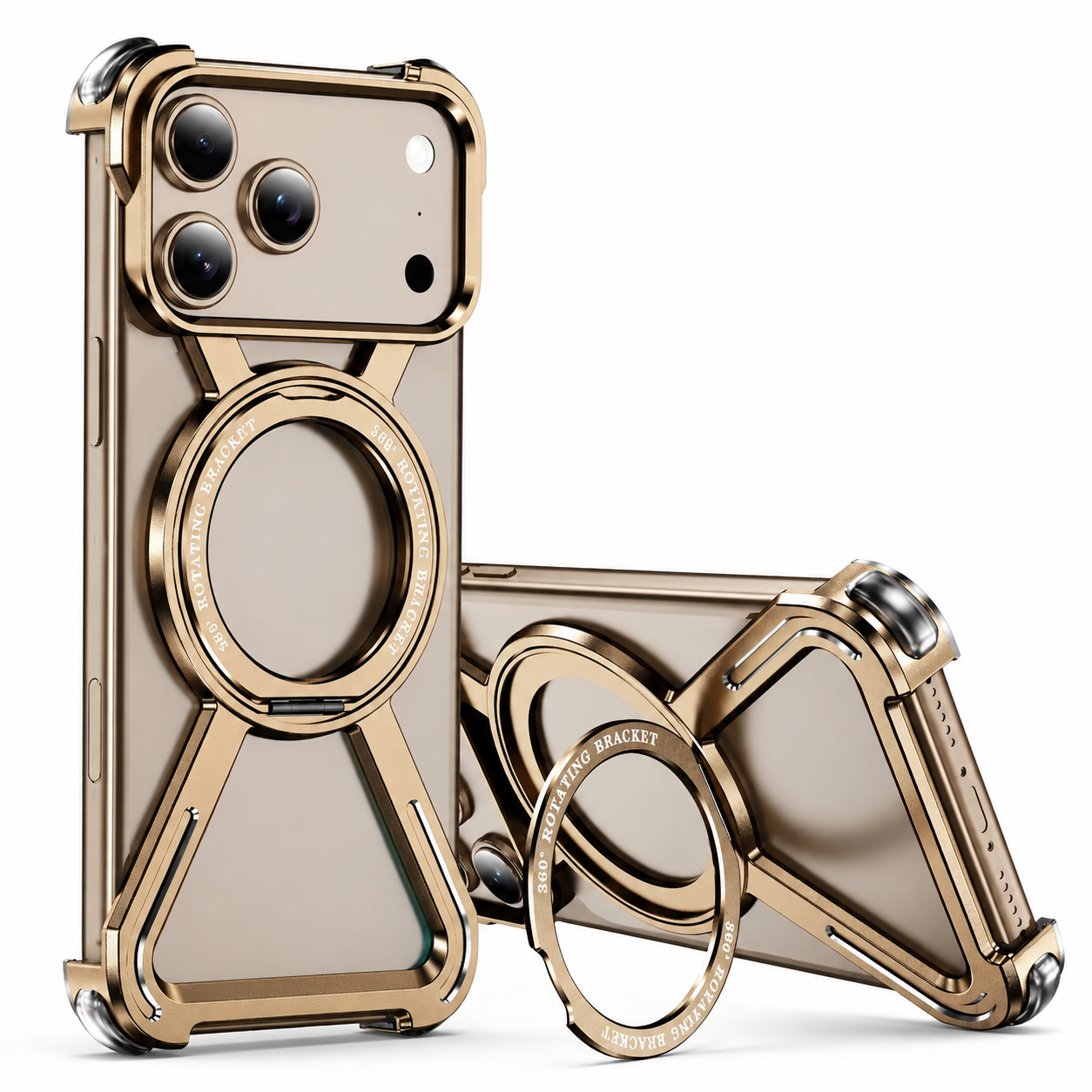 Premium iPhone Case Aluminum Alloy Metal Bumper Cover Magnetic Kickstand Shockproof Non Slip Grip Durable Protective Case Anti Drop Design Lightweight Frame