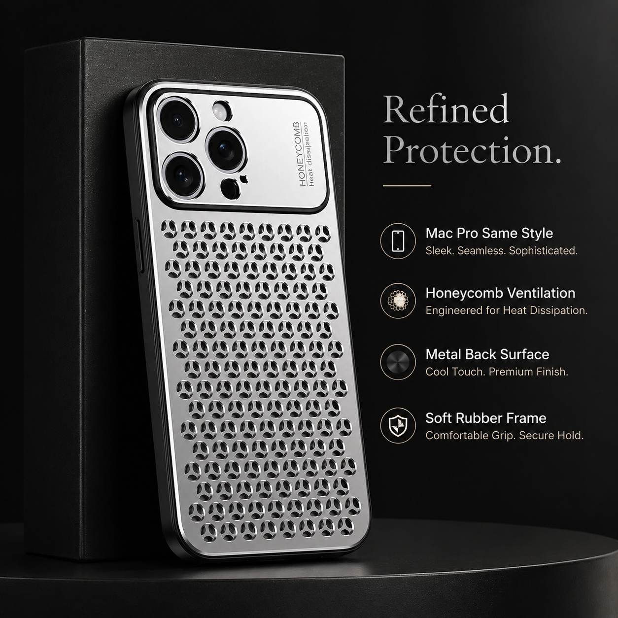 Premium iPhone Case Aluminum Alloy Protective Cover Breathable Metal Design Anti Fingerprint Finish Scratch Resistant Heat Dissipation Lightweight Frame