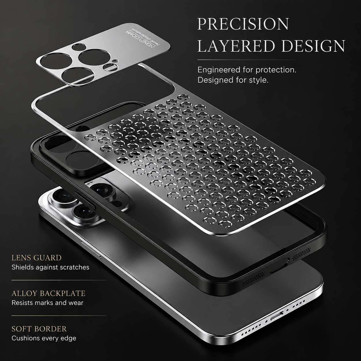 Premium iPhone Case Aluminum Alloy Protective Cover Breathable Metal Design Anti Fingerprint Finish Scratch Resistant Heat Dissipation Lightweight Frame