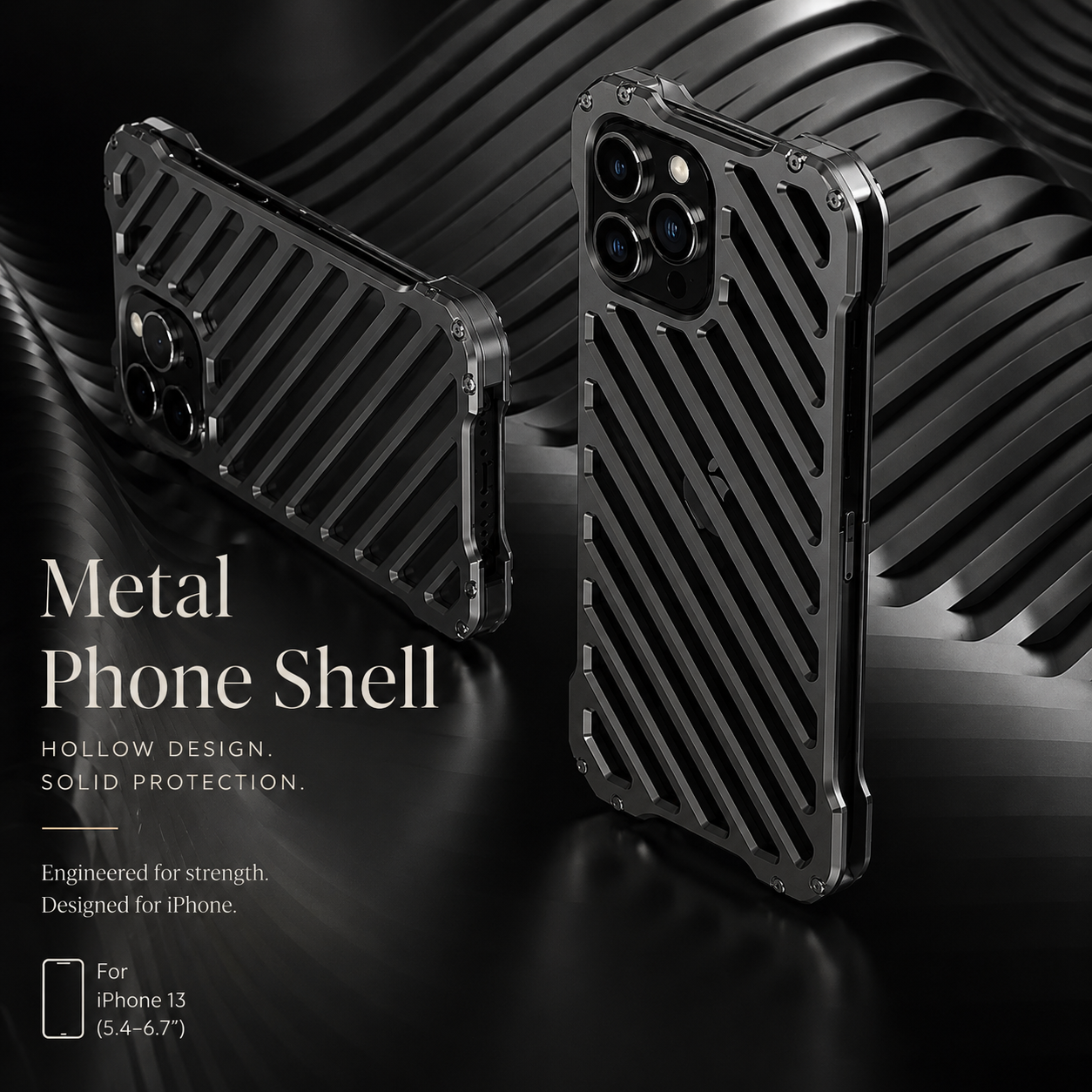 Premium iPhone Case Aluminum Armor Bumper Transparent Hard Cover, Shockproof Protective Case with 3D Camera Lens Protection and Secure Grip
