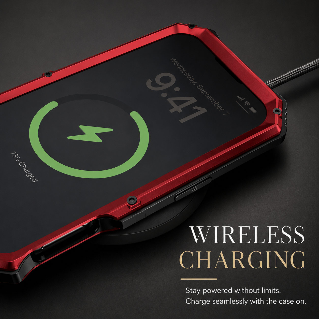 Premium iPhone Case Aluminum Armor Cover with Built In Glass Screen Protector, Camera Lens Protection, Shockproof Dual Layer Design and Kickstand