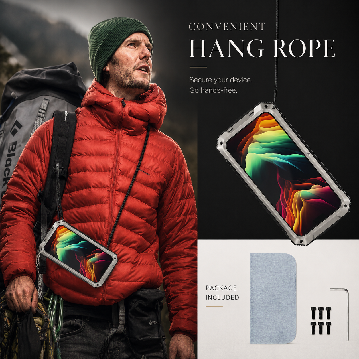 Premium iPhone Case Aluminum Metal Cover with Screen Guard Protection, Camera Lens Protection, Shockproof Design, Secure Grip and Durable Construction