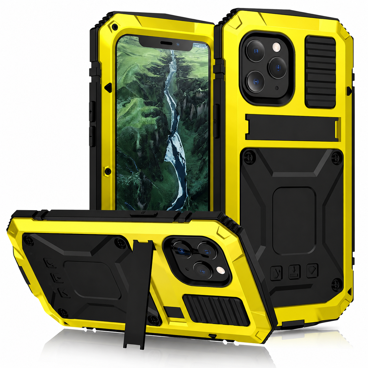 Premium iPhone Case Aluminum Metal Cover with Screen Guard Protection, Camera Lens Protection, Shockproof Design, Secure Grip and Durable Construction