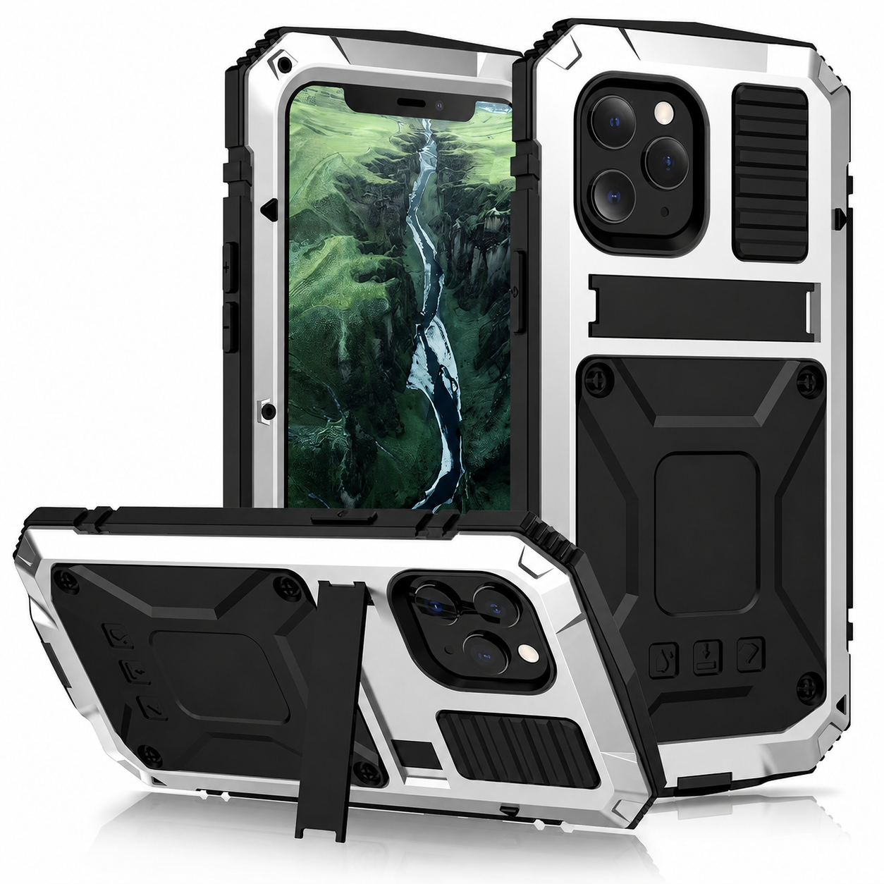 Premium iPhone Case Aluminum Metal Cover with Screen Guard Protection, Camera Lens Protection, Shockproof Design, Secure Grip and Durable Construction