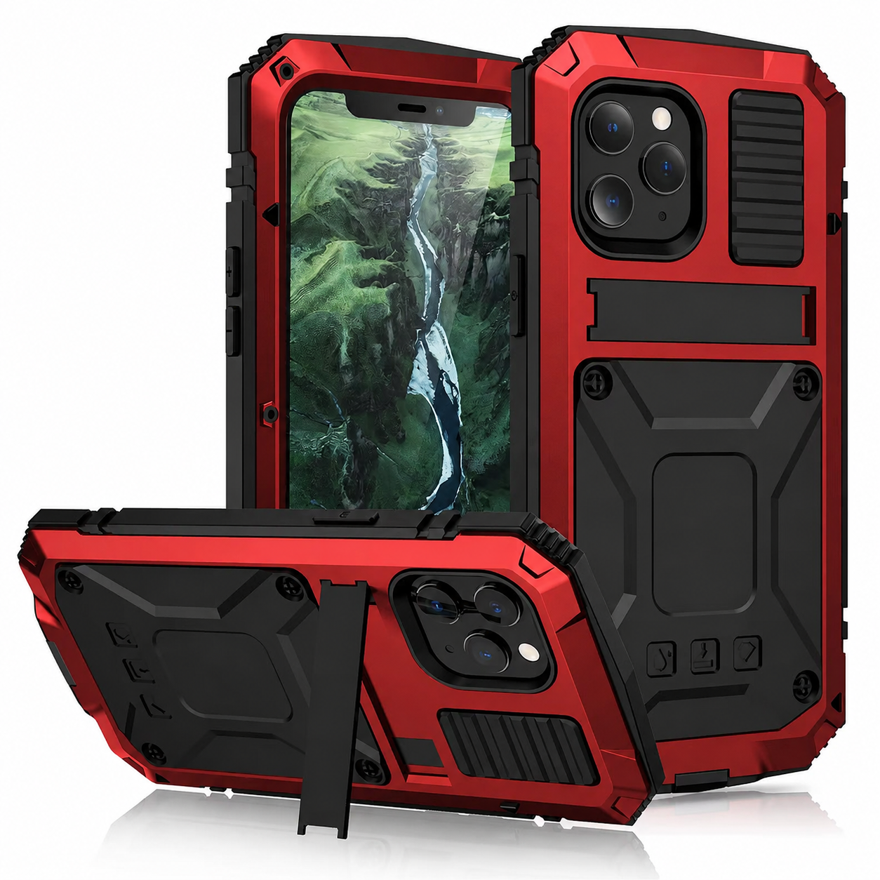 Premium iPhone Case Aluminum Metal Cover with Screen Guard Protection, Camera Lens Protection, Shockproof Design, Secure Grip and Durable Construction