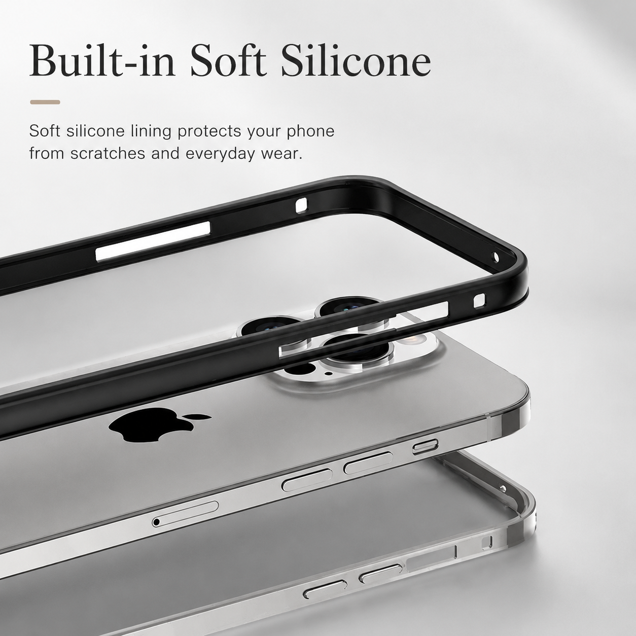 Premium iPhone Case Aluminum Metal Frame Bumper with Camera Lens Protection, Shockproof Silicone Construction, Lightweight Durable Design