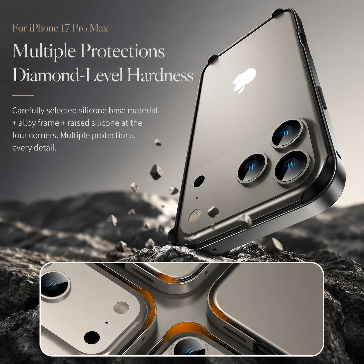 Premium iPhone Case Aluminum Metal Frame Bumper with Camera Lens Protection, Shockproof Silicone Construction, Lightweight Durable Design