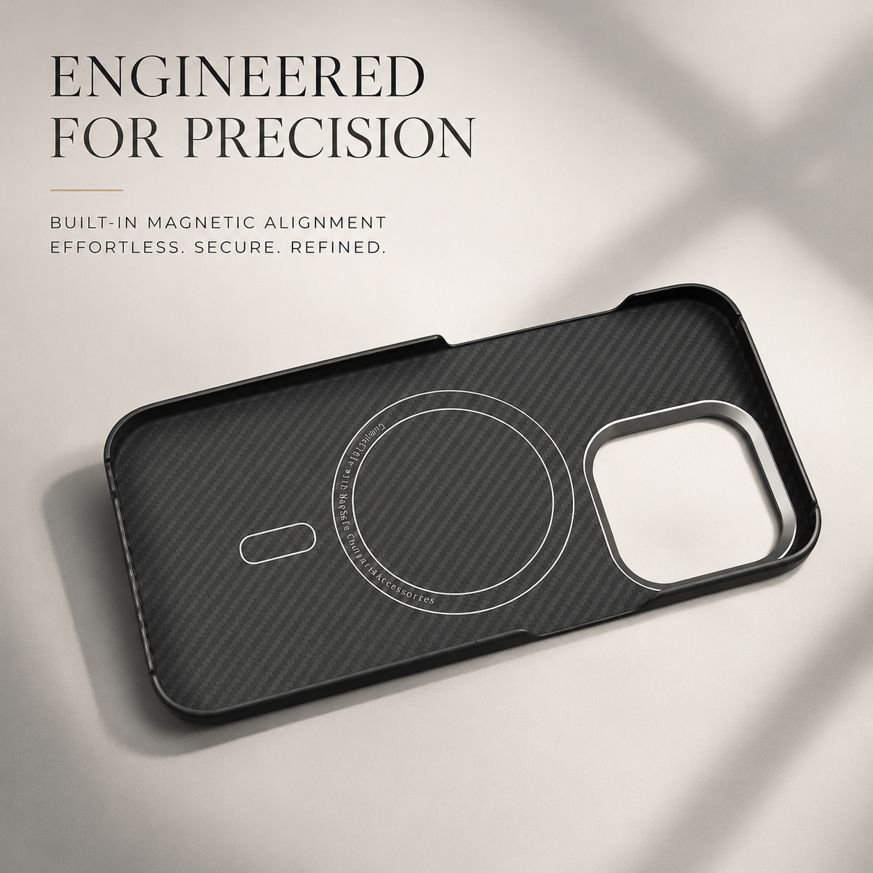 Premium iPhone Case Aramid Carbon Fiber MagSafe Design with Camera Lens Protection, Ultra Lightweight Scratch Resistant Half Wrapped Construction