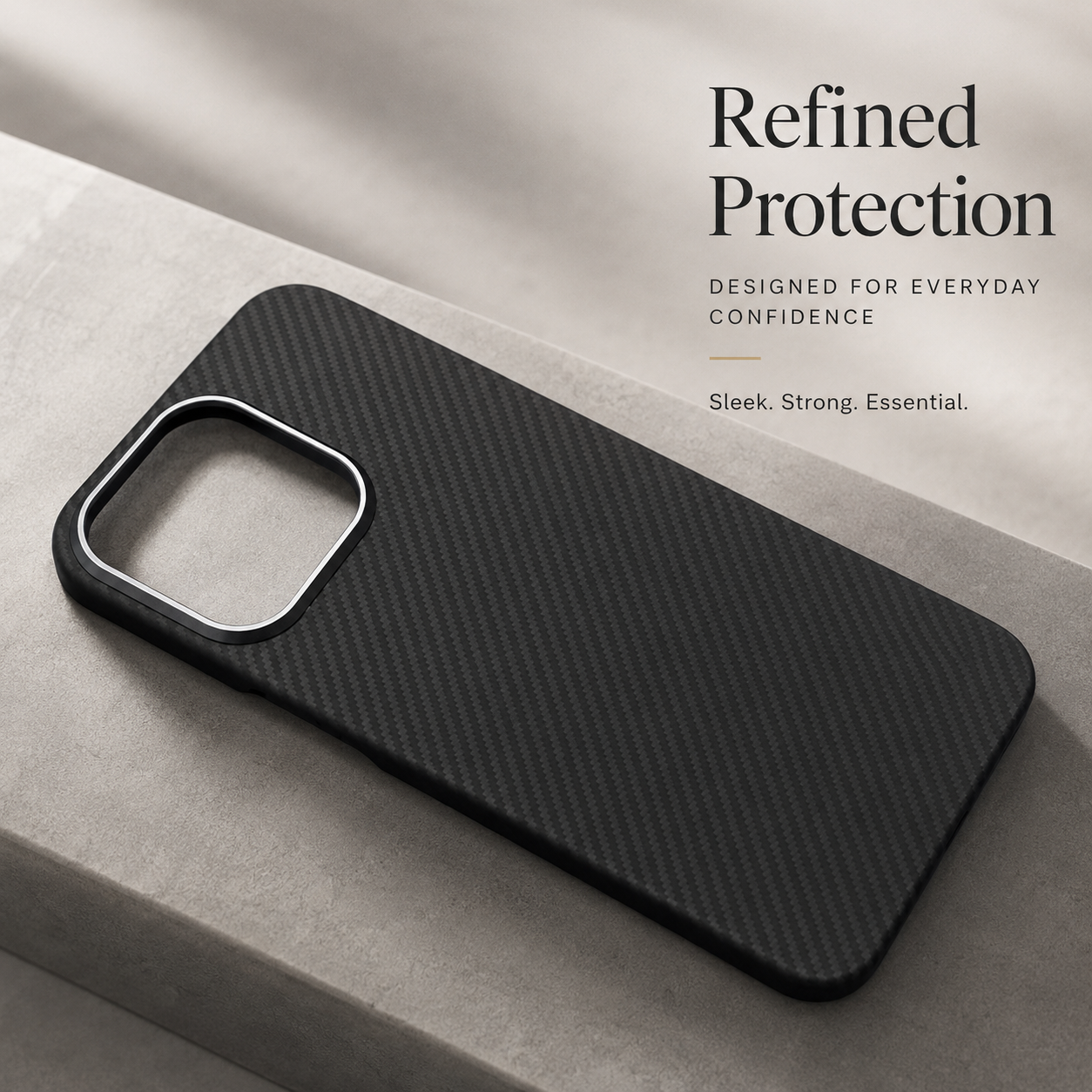 Premium iPhone Case Aramid Carbon Fiber MagSafe Design with Camera Lens Protection, Ultra Lightweight Scratch Resistant Half Wrapped Construction