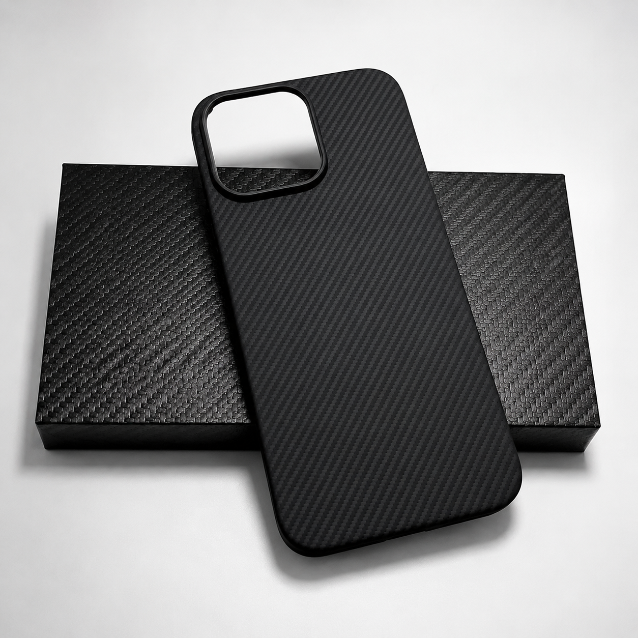Premium iPhone Case Aramid Carbon Fiber MagSafe Design with Camera Lens Protection, Ultra Lightweight Scratch Resistant Half Wrapped Construction