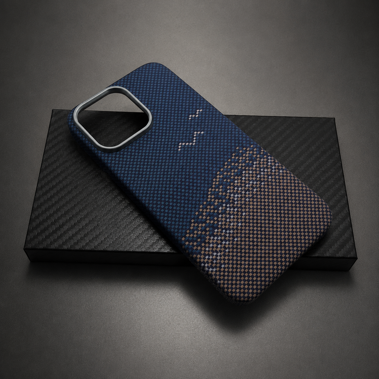 Premium iPhone Case Aramid Carbon Fiber MagSafe Design with Camera Lens Protection, Ultra Lightweight Scratch Resistant Half Wrapped Construction