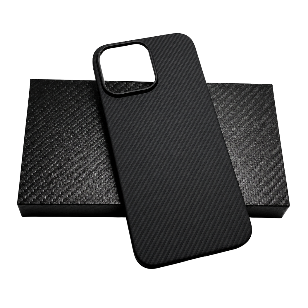 Premium iPhone Case Aramid Carbon Fiber MagSafe Design with Camera Lens Protection, Ultra Lightweight Scratch Resistant Half Wrapped Construction