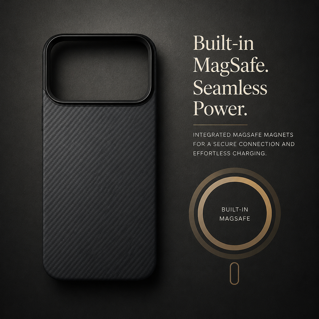 Premium iPhone Case Aramid Carbon Fiber MagSafe Design with Camera Lens Protection, Ultra Thin Lightweight Scratch Resistant Durable Build Everyday Use