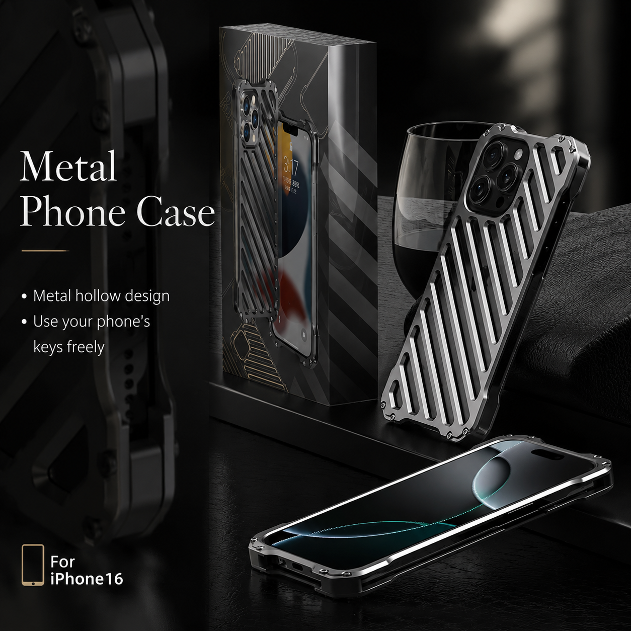 Premium iPhone Case CNC Aluminum Alloy Armor Cover with Magnetic Shockproof Dual-Layer Protection, Anti-Fingerprint Matte Finish & Non-Slip Lightweight Design