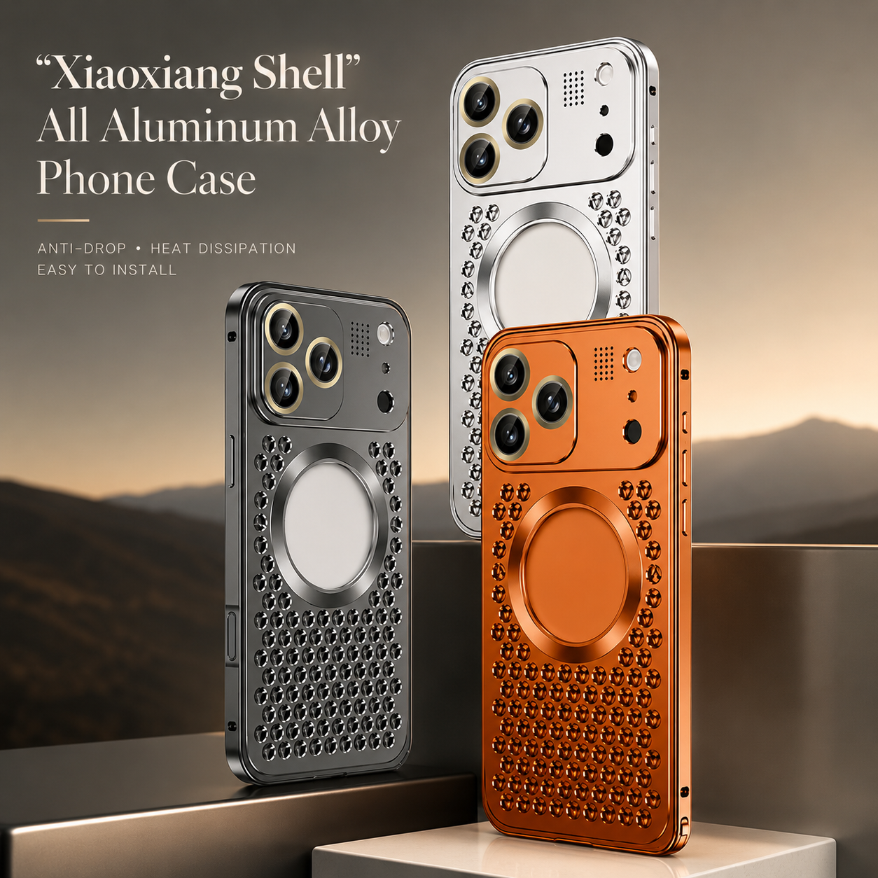 Premium iPhone Case Camera Lens Protection Aluminum Alloy Magnetic Cover Heat Dissipation Metal Frame Anti Fall Shockproof Wireless Charging Design