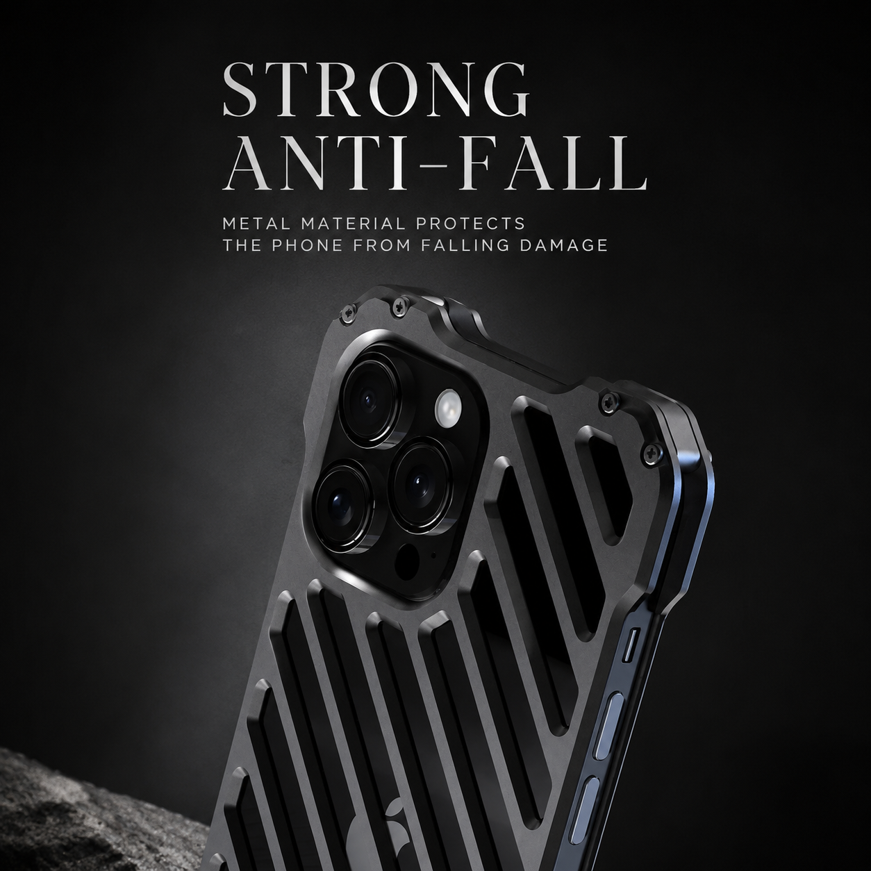 Premium iPhone Case Camera Lens Protection Aluminum Armor Bumper Transparent Hard Cover Shockproof Metal Frame Non Slip Protective Design