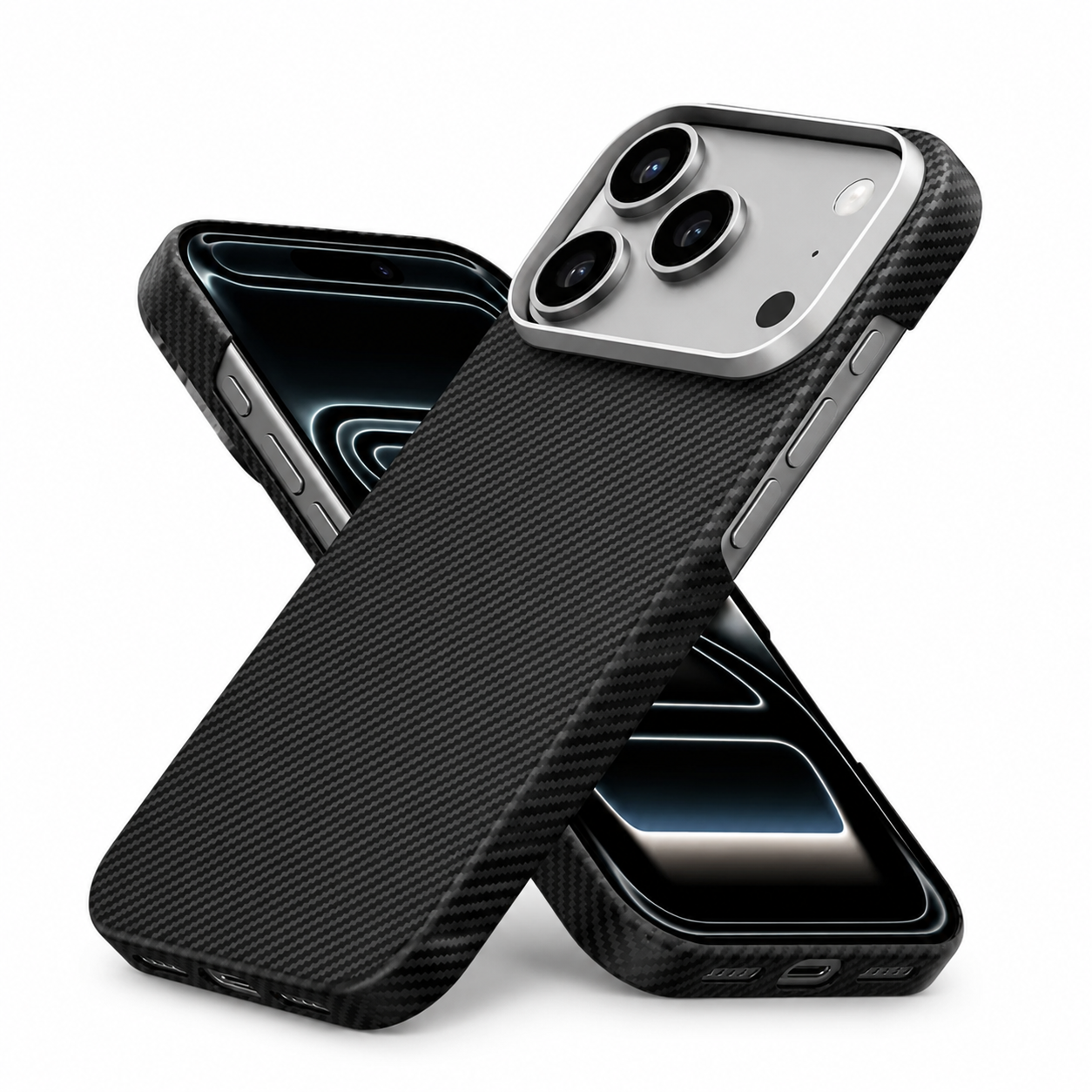 Premium iPhone Case Camera Lens Protection Aramid Fiber Cover Shockproof Slim Hard Protective Design Anti Fingerprint Matte Finish Lightweight Build