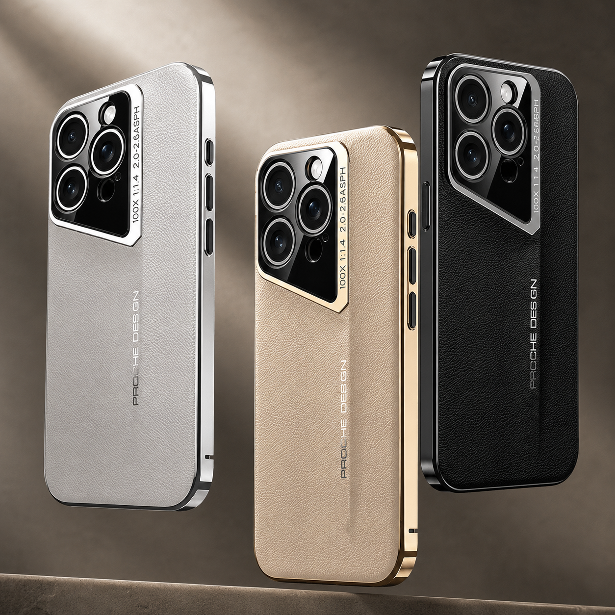 Premium iPhone Case Camera Lens Protection Hard Back Protective Cover Vegan Leather Anti Fingerprint Anti Scratch Minimalist Design