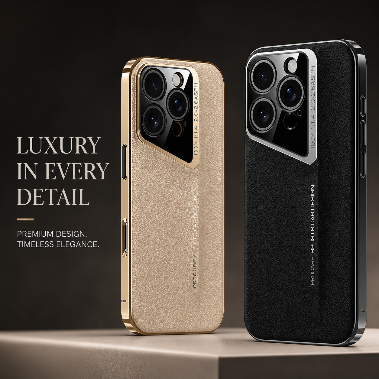 Premium iPhone Case Camera Lens Protection Hard Back Protective Cover Vegan Leather Anti Fingerprint Anti Scratch Minimalist Design