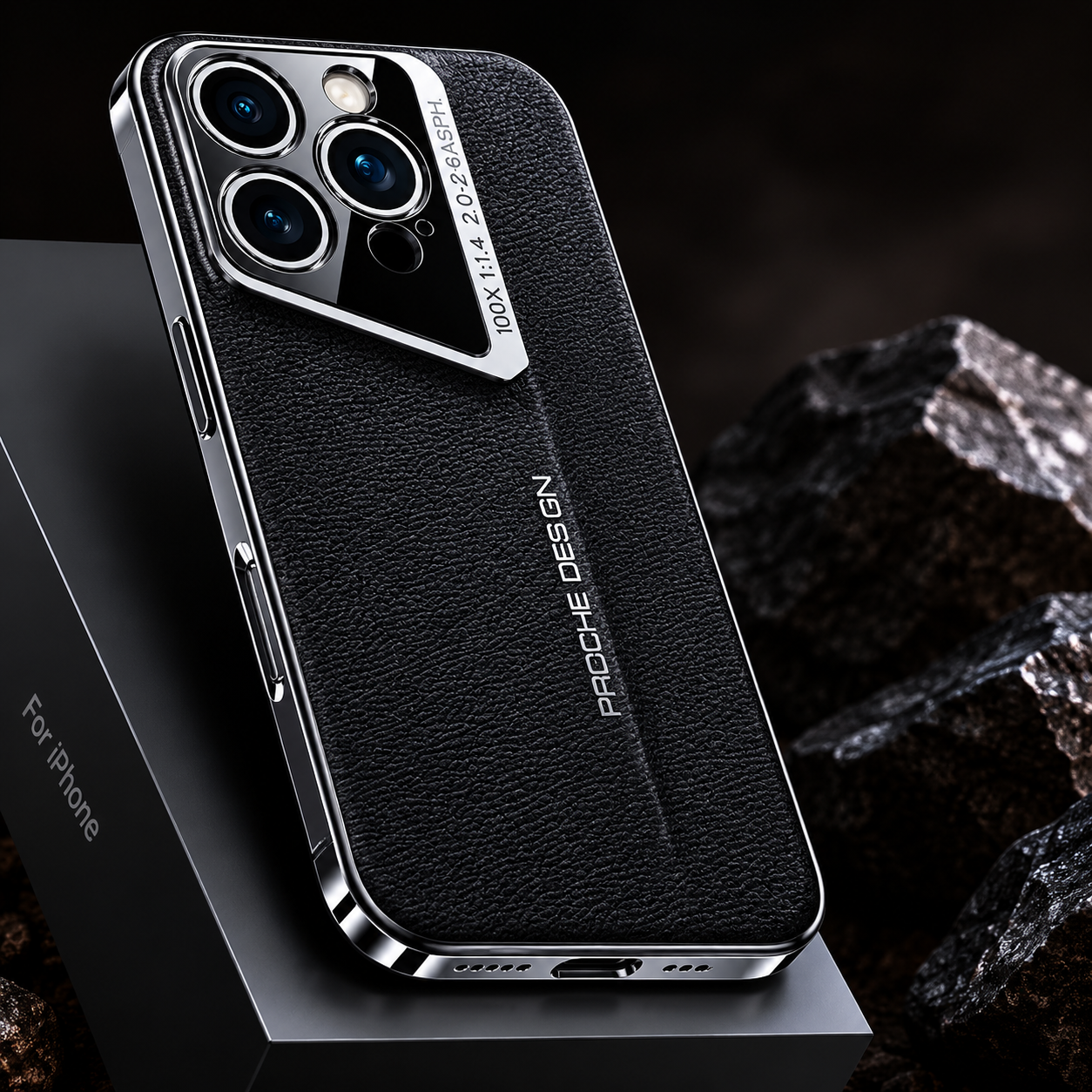 Premium iPhone Case Camera Lens Protection Hard Back Protective Cover Vegan Leather Anti Fingerprint Anti Scratch Minimalist Design